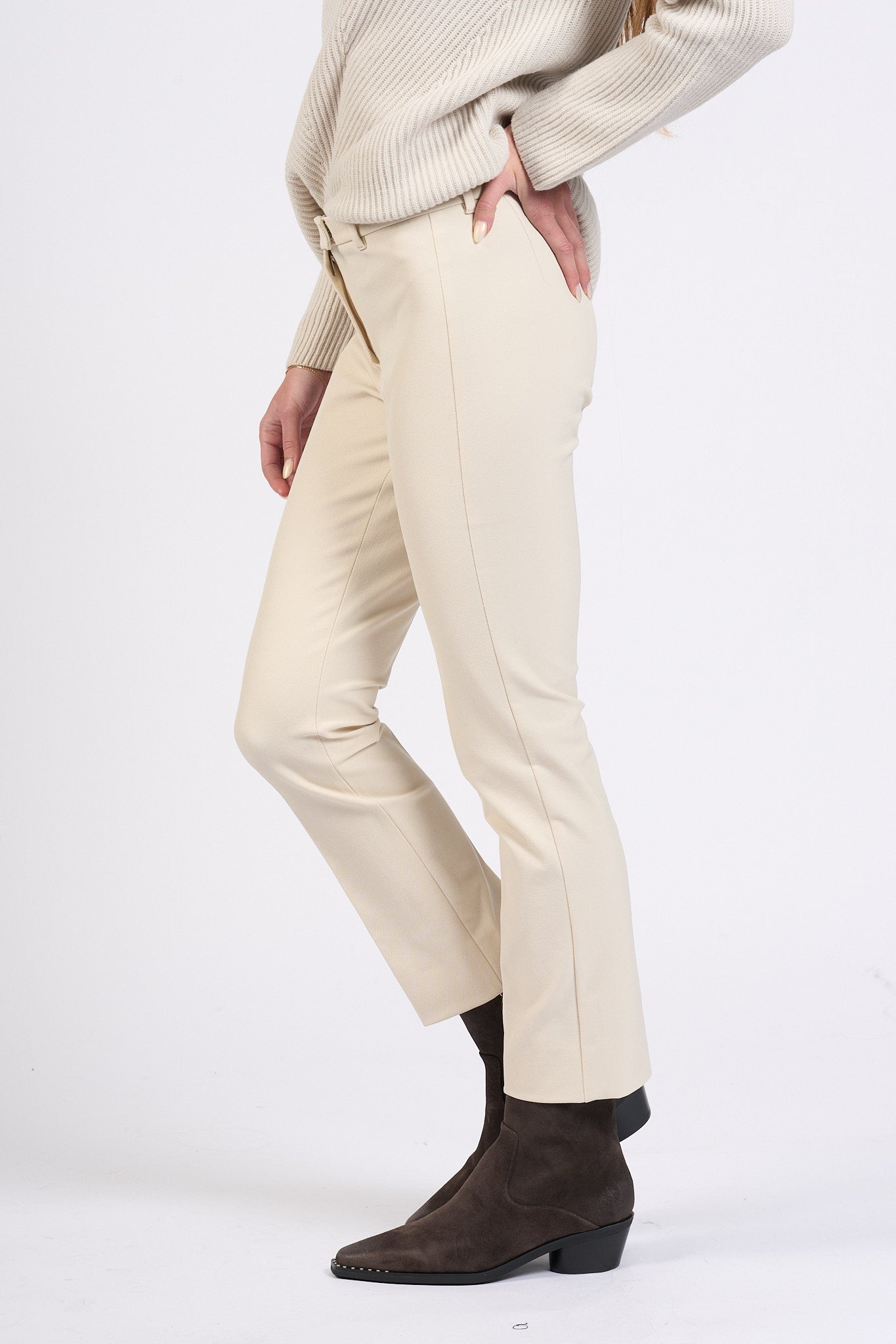 Max Mara Pantalone Umanita Stretch Avorio Donna-1