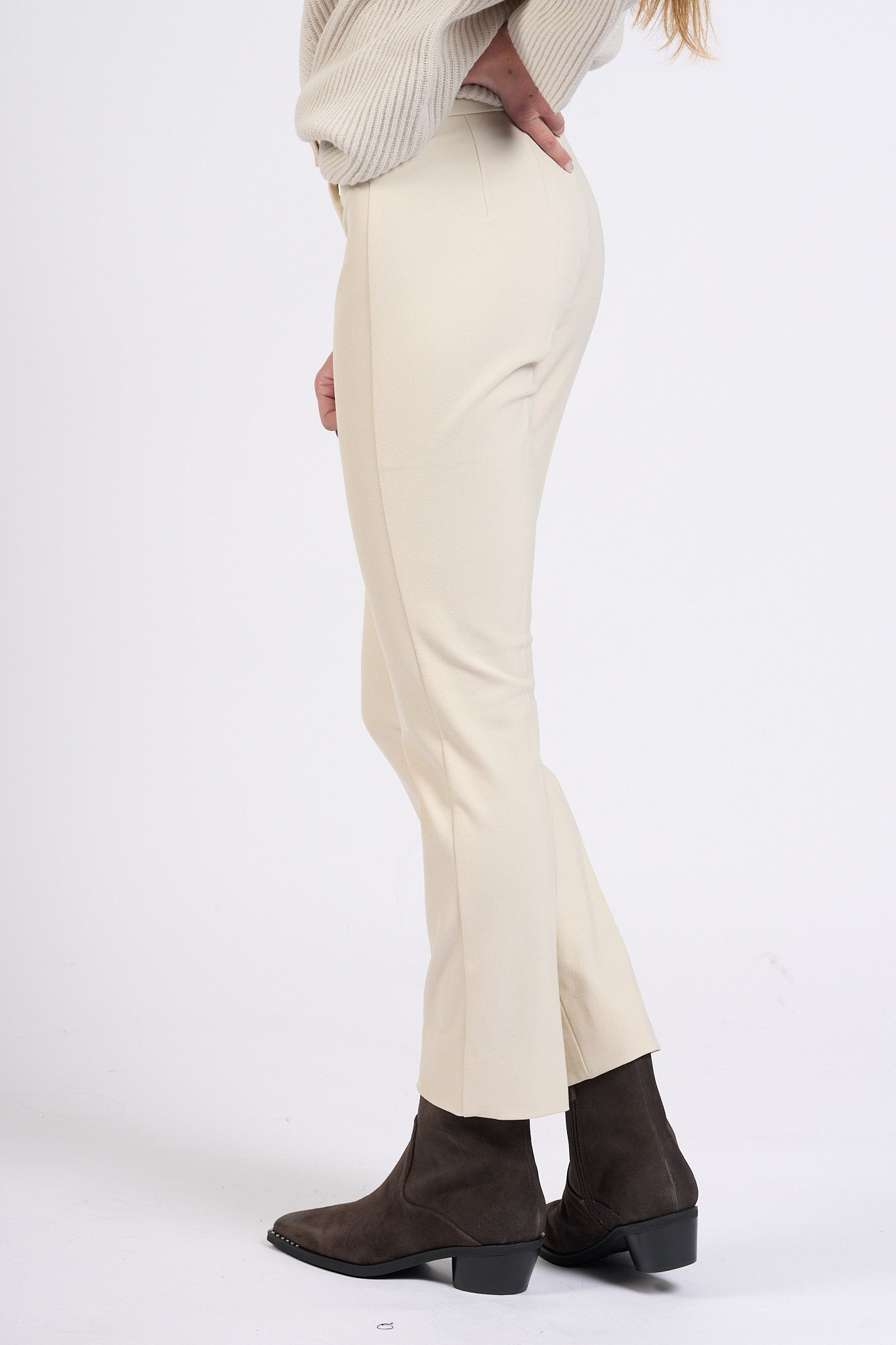 Max Mara Pantalone Umanita Stretch Avorio Donna-5