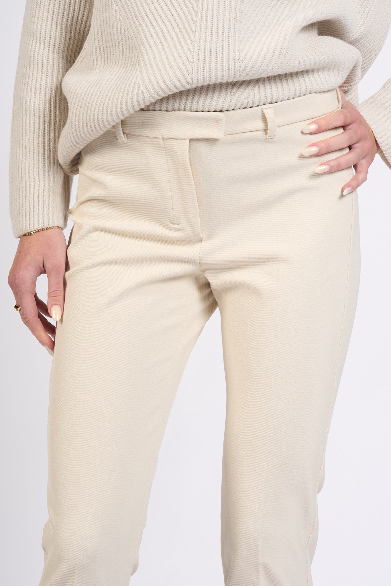Max Mara Pantalone Umanita Stretch Avorio Donna-6