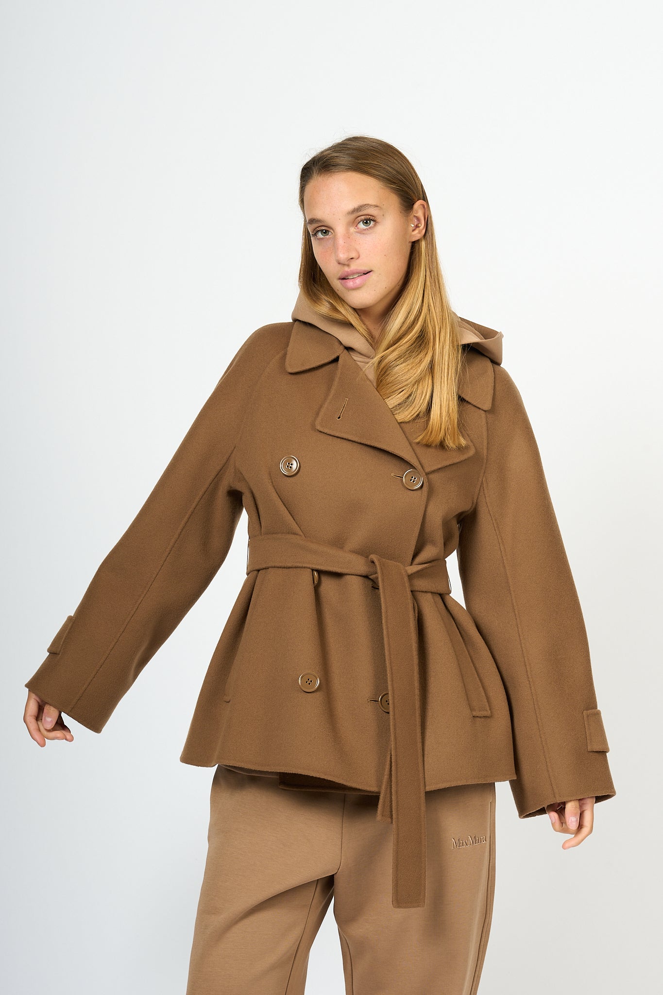 Max Mara Louis Brown Short Trench Coat Women-2