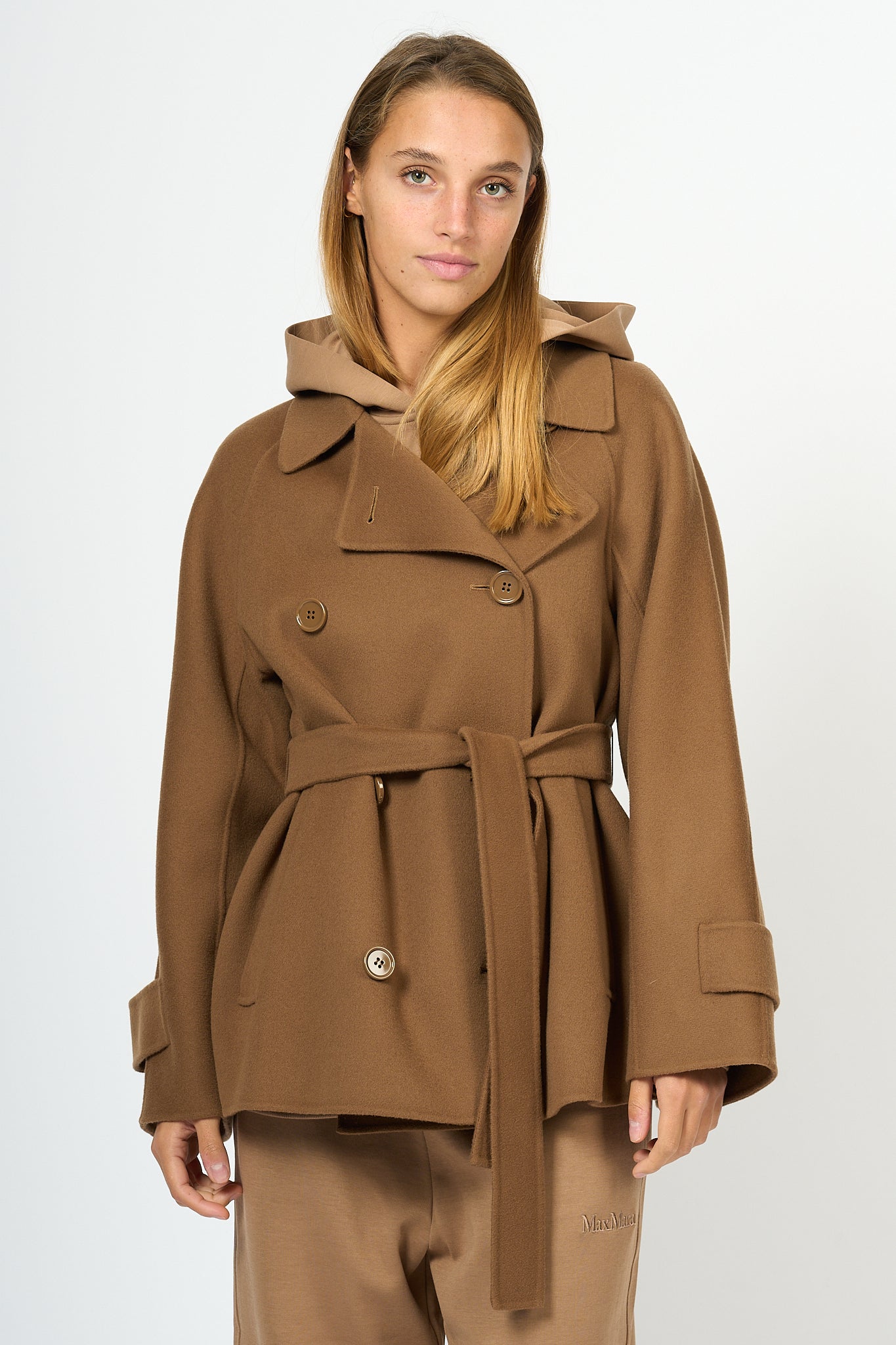 Max Mara Louis Brown Short Trench Coat Women-4