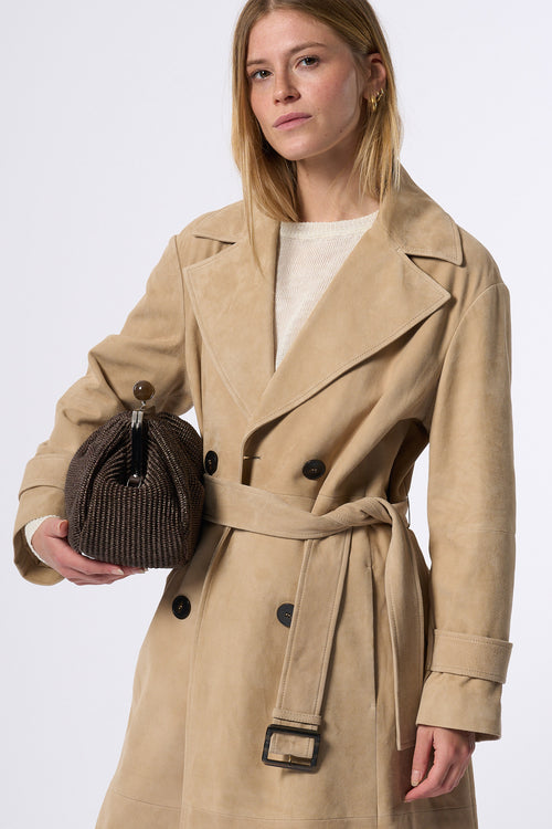 Max Mara Trench Suede Farnese Beige Chiaro Donna-2