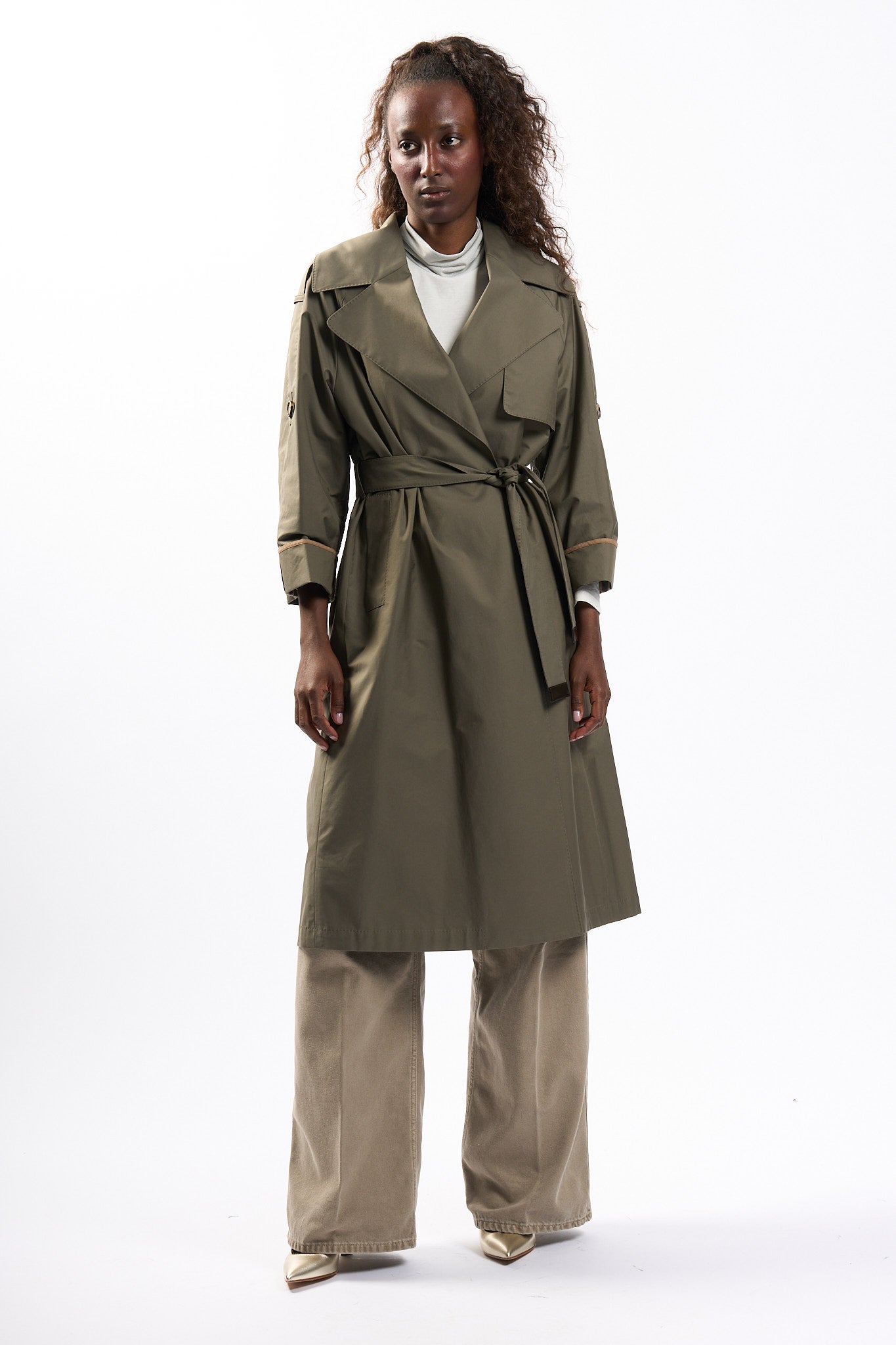 Max Mara UTrench Midi Kaki Donna-1