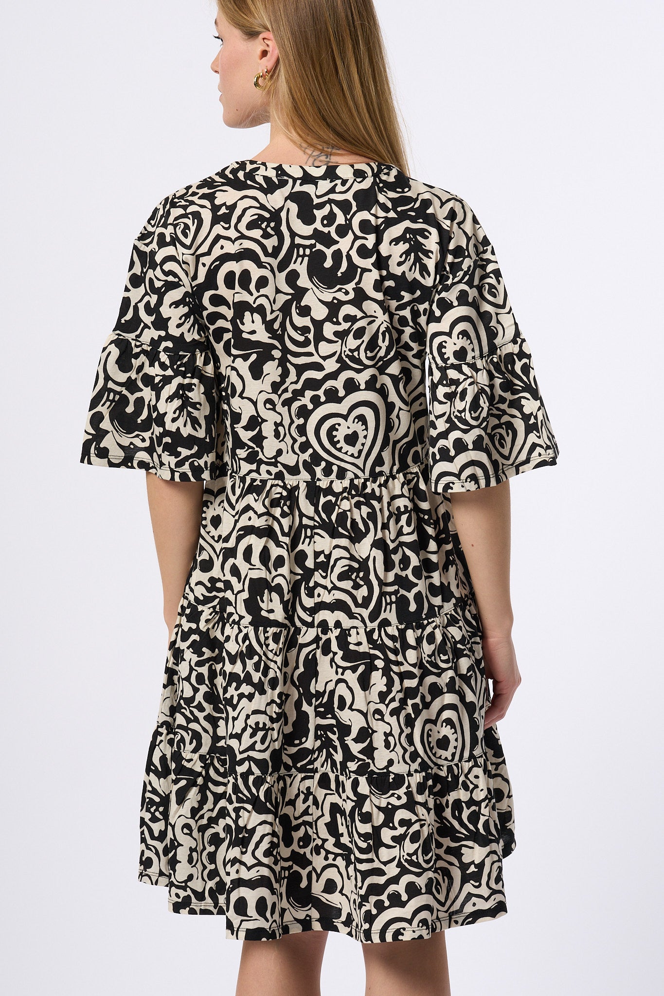 Max Mara Weekend Abito Corto Ely Stampa Batik Bianco/nero Donna-5
