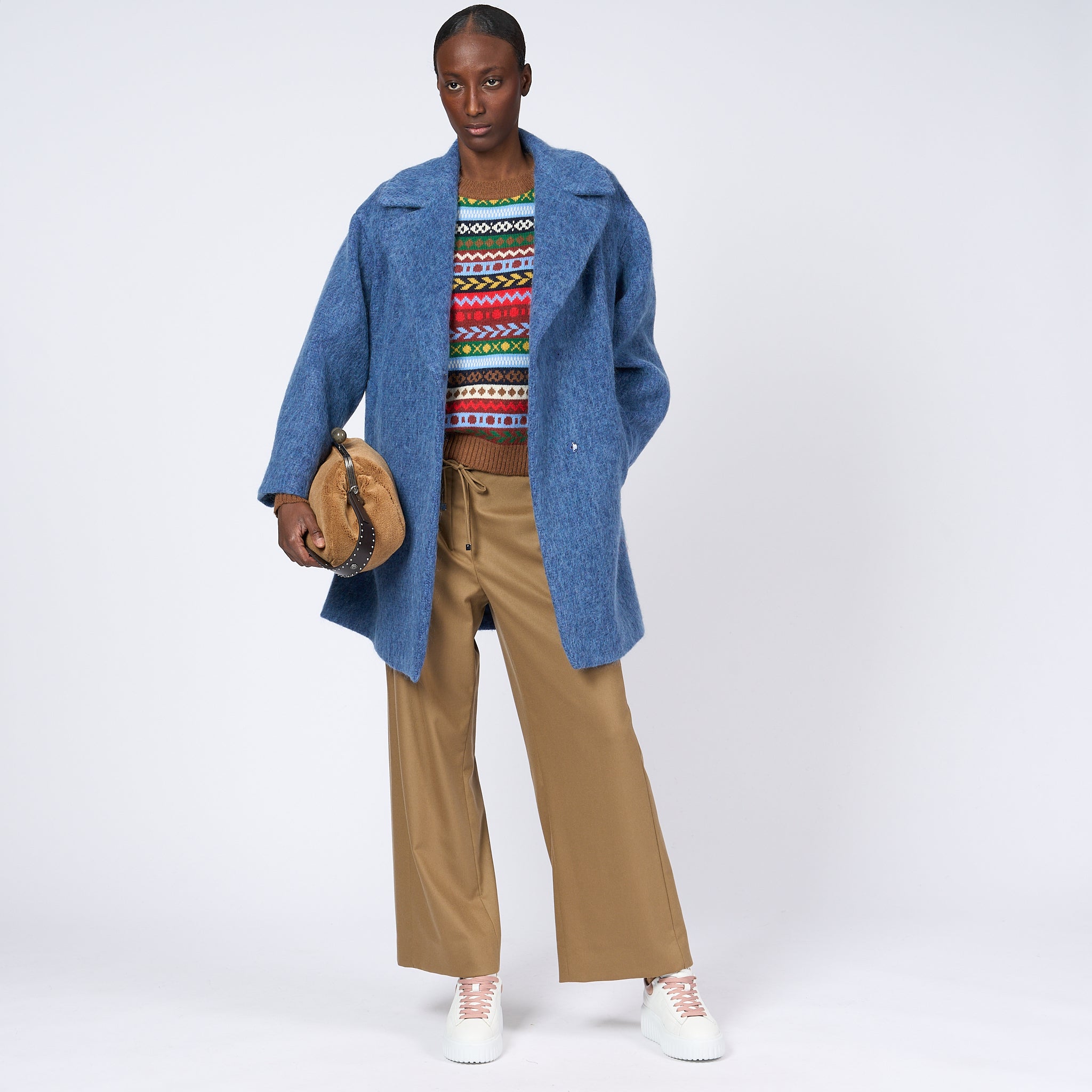 Max Mara Weekend Cappotto Pepli Lana Mohair Blu Donna-8