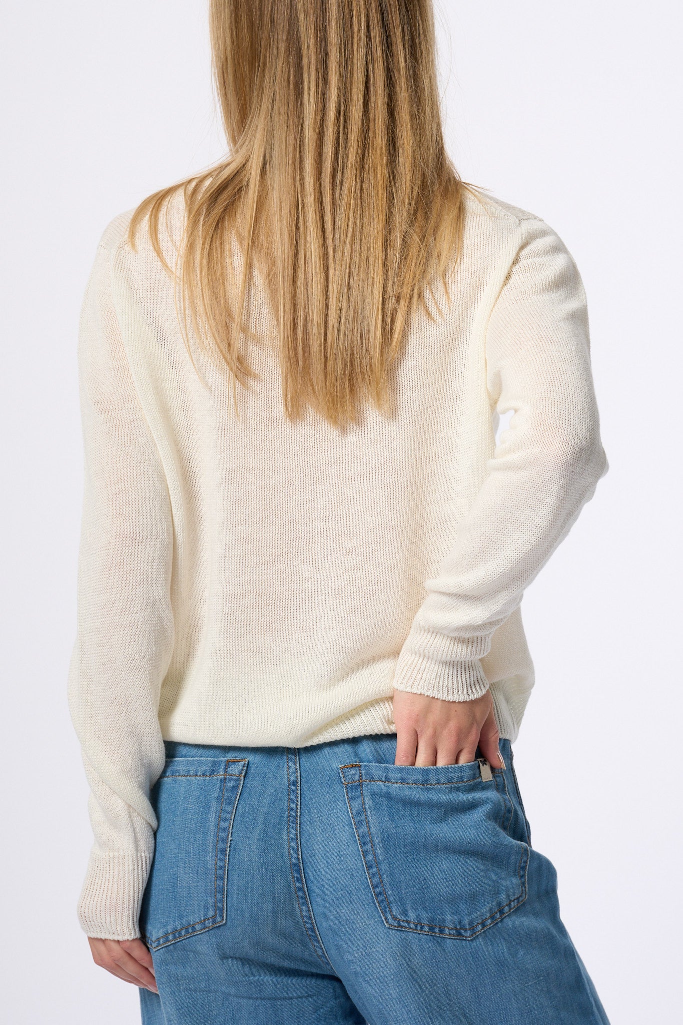 Max Mara Weekend Maglia Atzeco In Lino Bianco Donna-3
