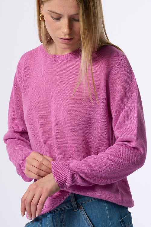 Max Mara Weekend Maglia Atzeco In Lino Orchidea Donna-2