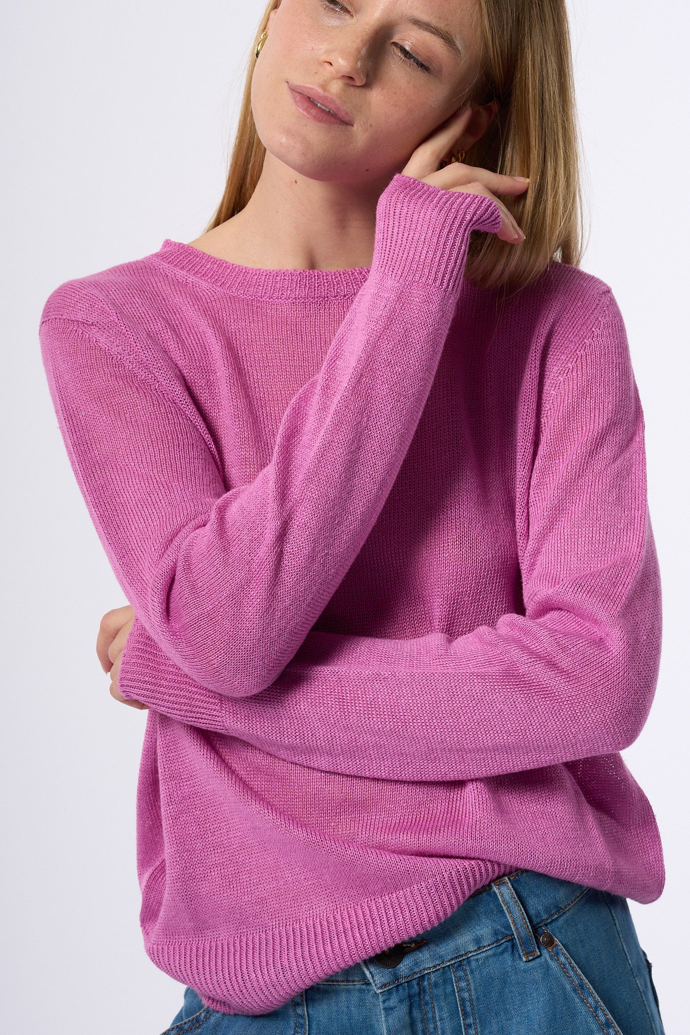 Max Mara Weekend Maglia Atzeco In Lino Orchidea Donna-5
