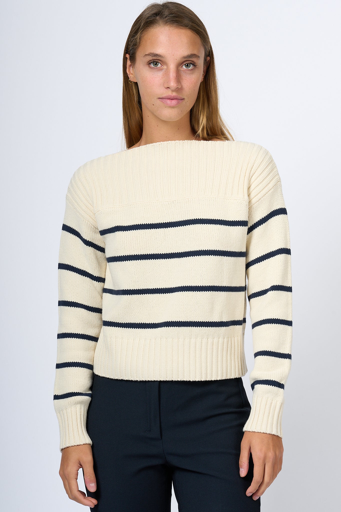 Max Mara Weekend Ausonia Striped Cream/Blue Women's Sweater-3