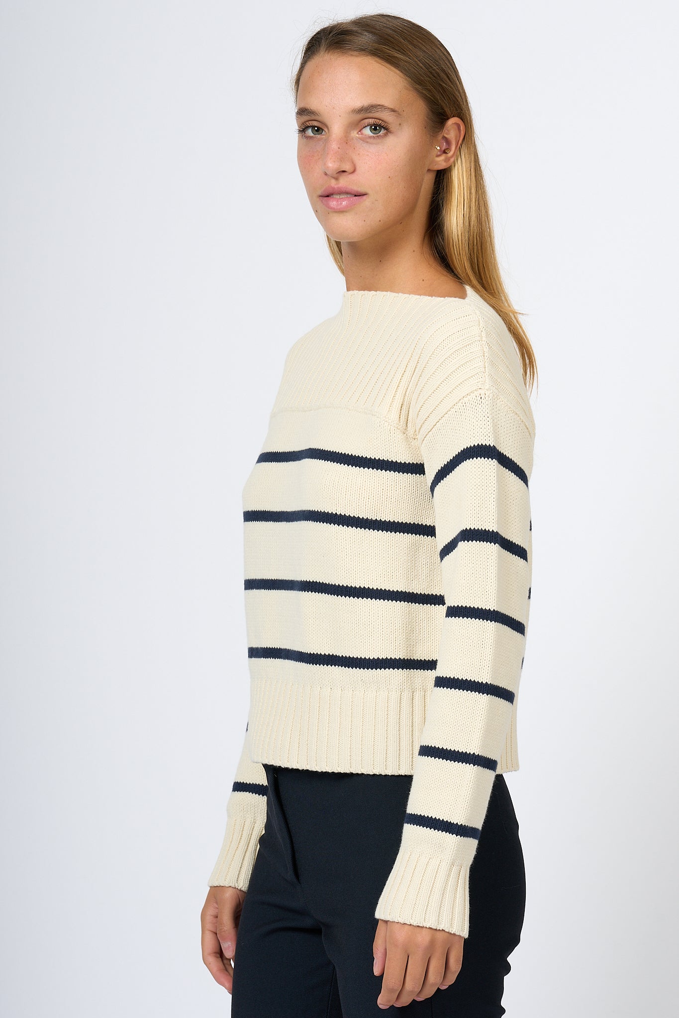 Max Mara Weekend Ausonia Striped Cream/Blue Women's Sweater-4