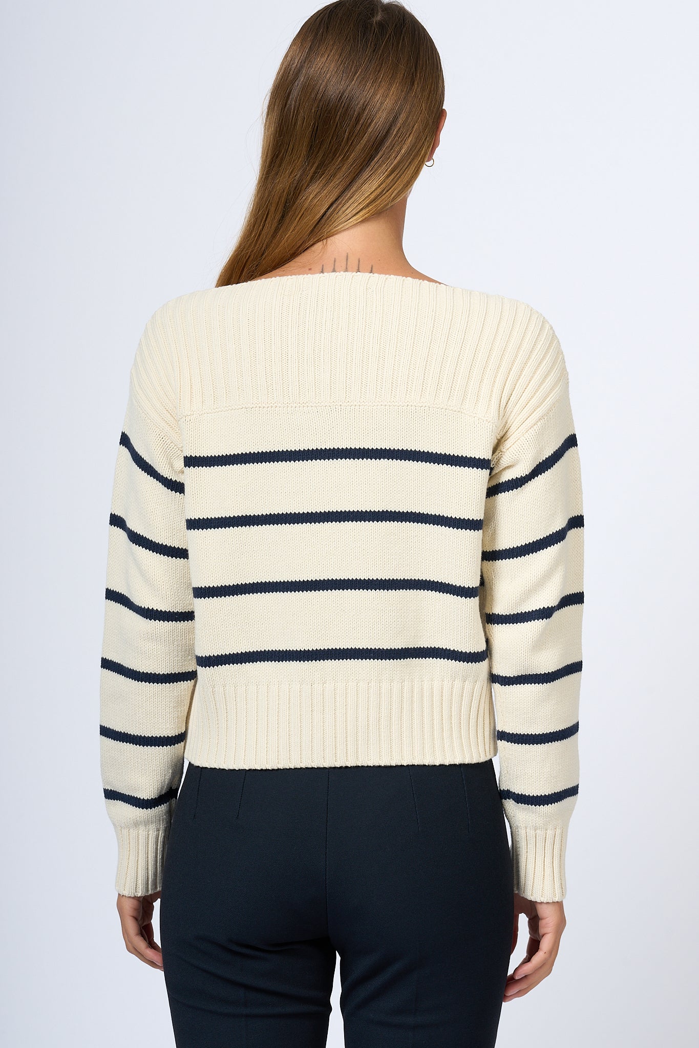 Max Mara Weekend Ausonia Striped Cream/Blue Women's Sweater-5