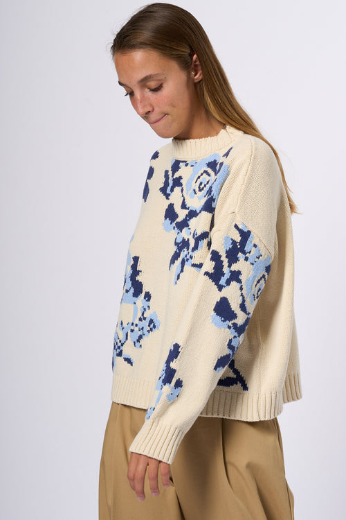 Max Mara Weekend Maglia Fabian Fiori Bianco/azzurro Donna