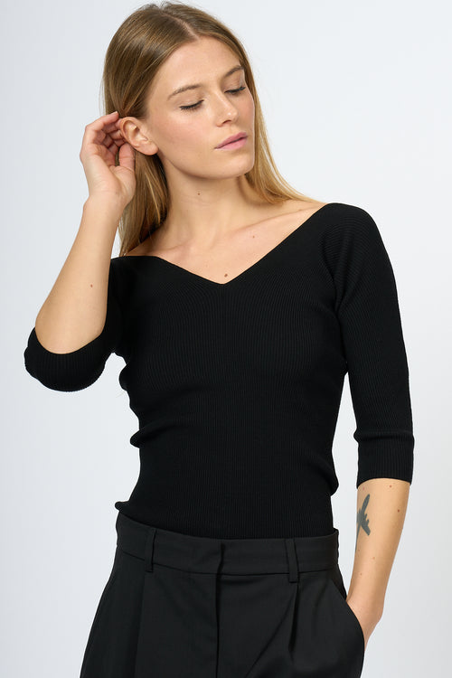 Max Mara Weekend Women's Ribbed Oceano Sweater Black