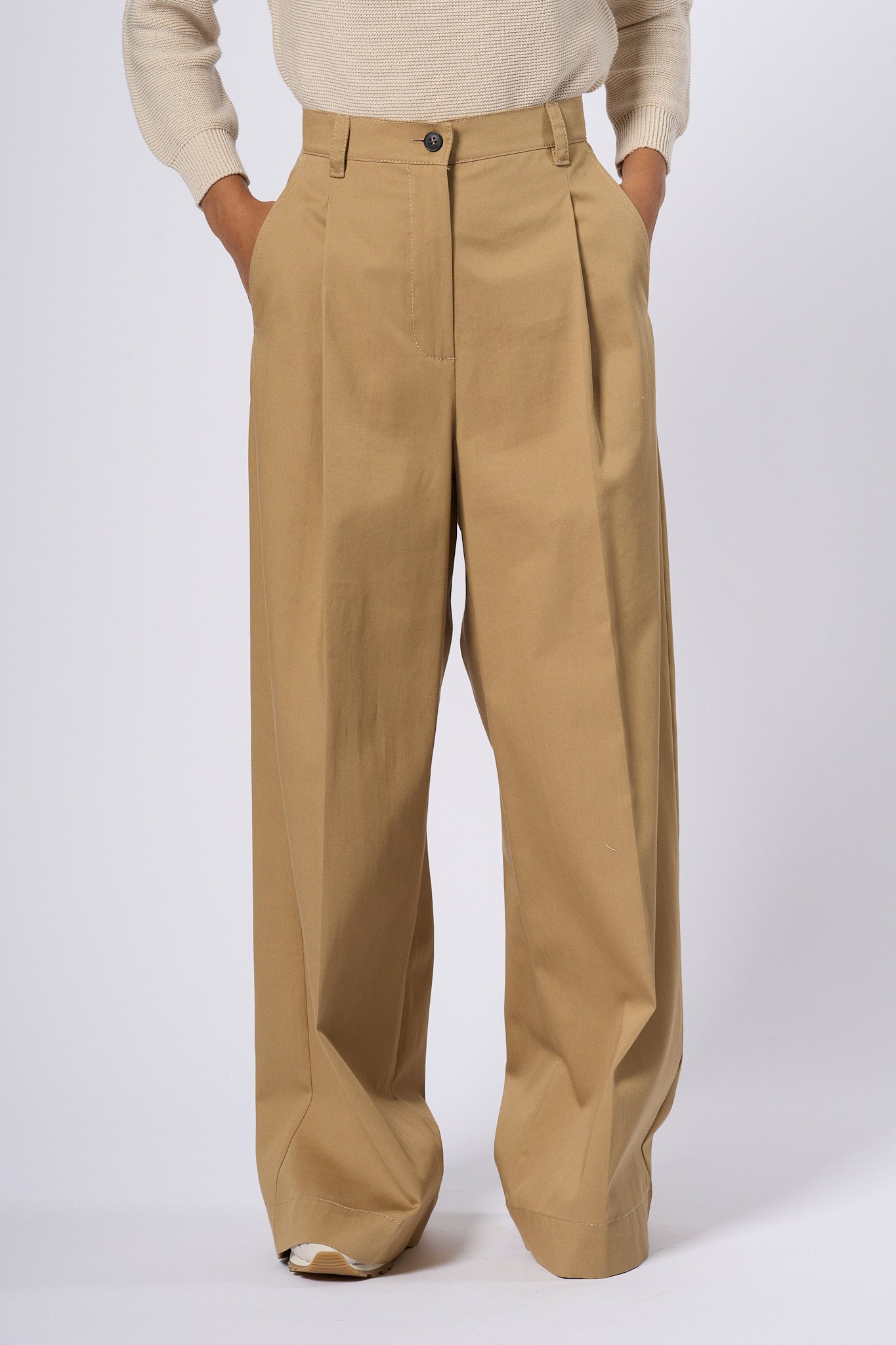 Max Mara Weekend Pantalone Nebbie Largo Beige Donna-3