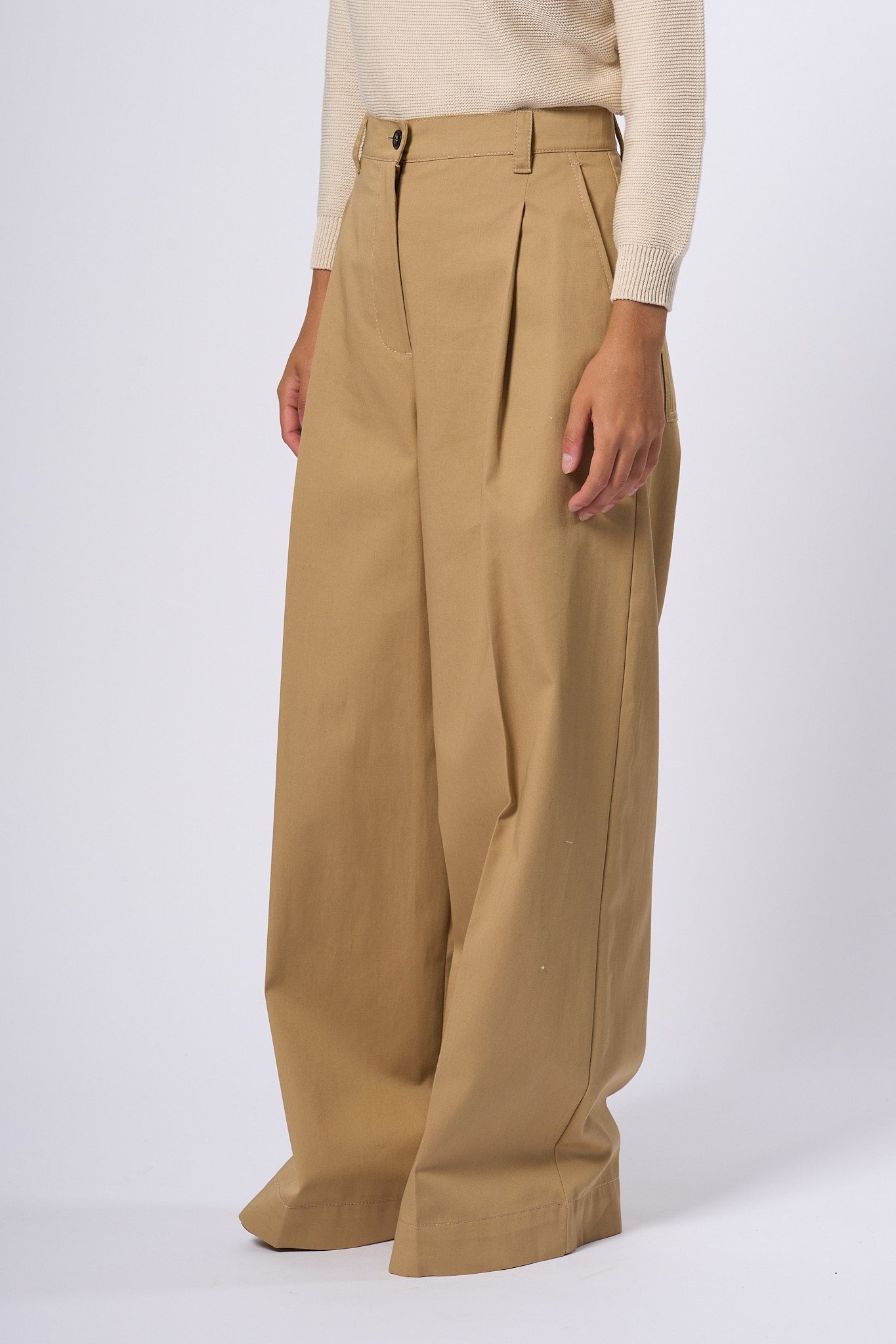 Max Mara Weekend Pantalone Nebbie Largo Beige Donna-2