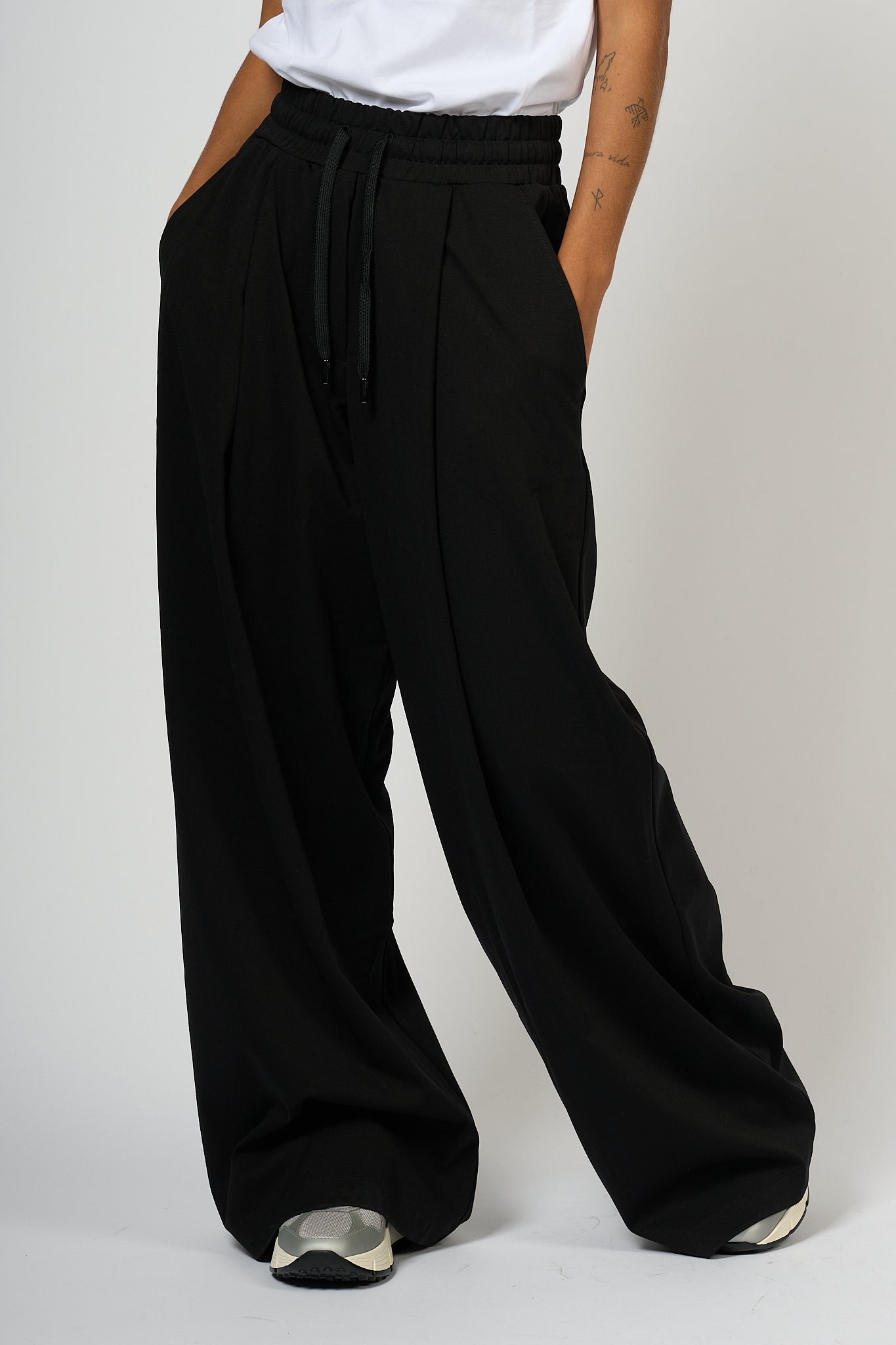 Max Mara Weekend Romagna Jersey Wide Leg Pants Black Women-1