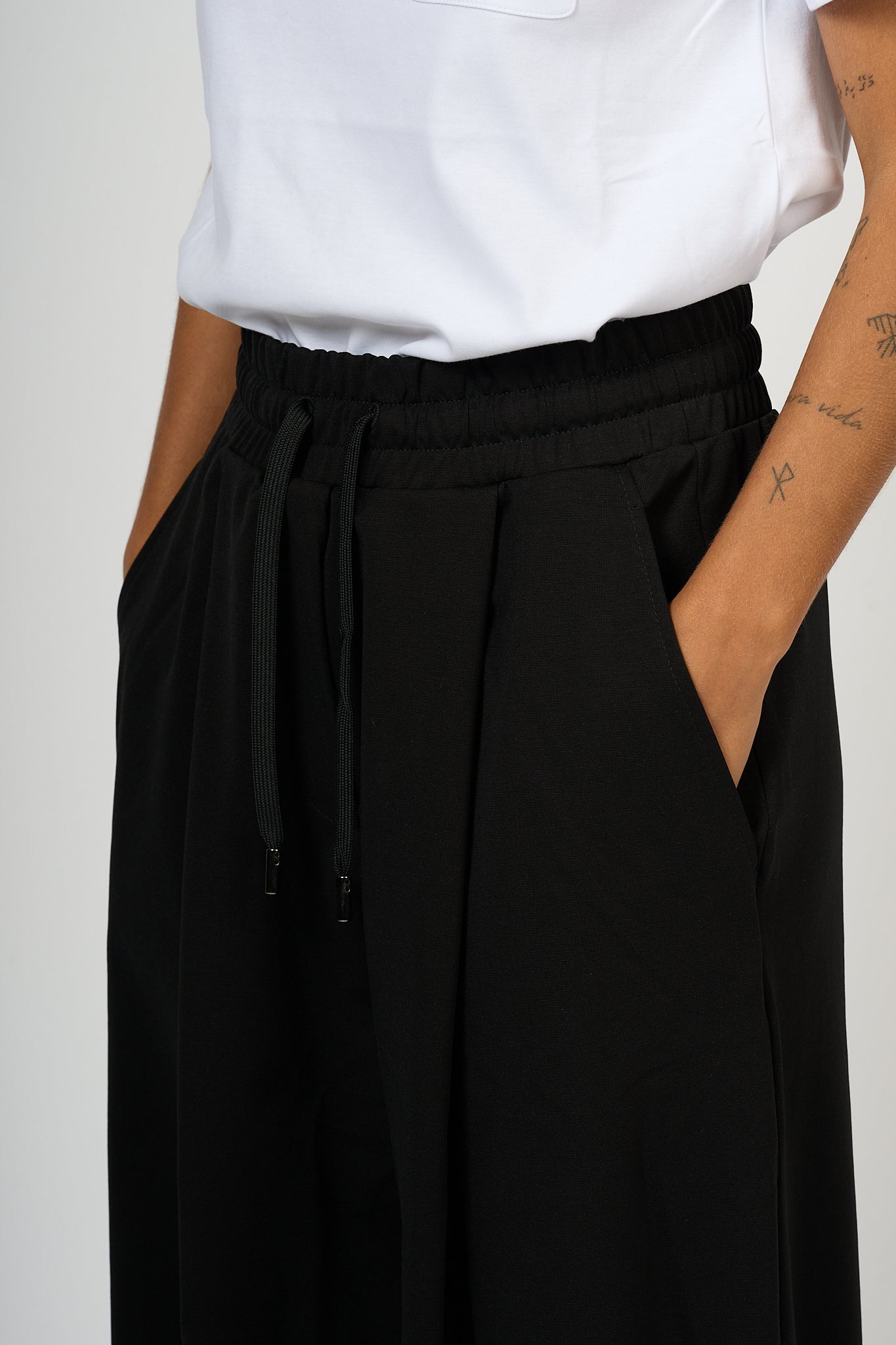 Max Mara Weekend Romagna Jersey Wide Leg Pants Black Women-2