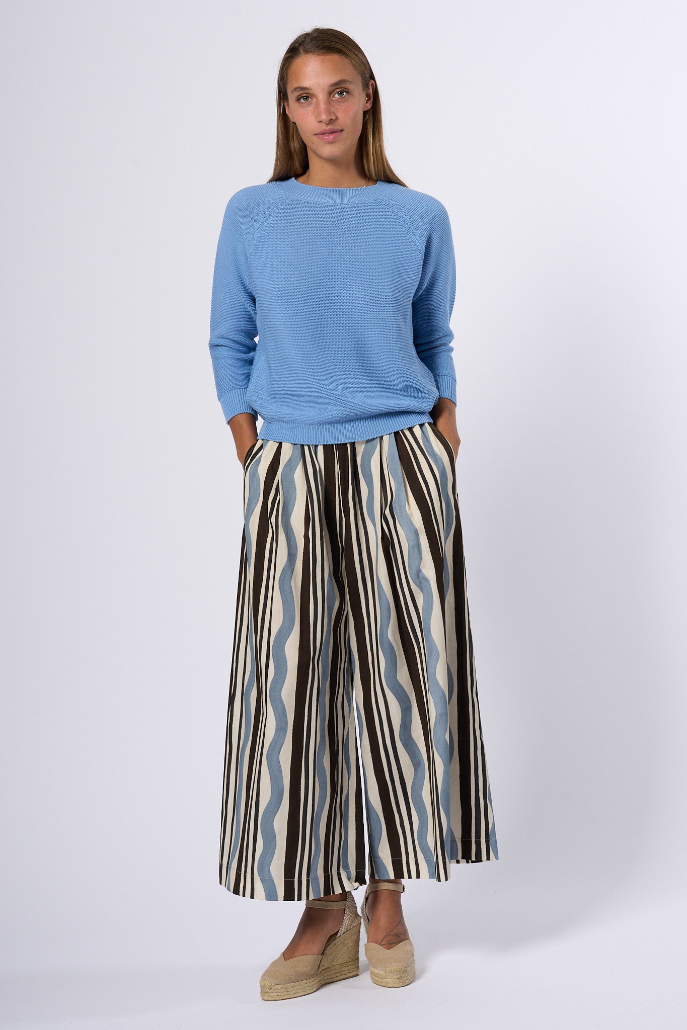 Max Mara Weekend Pantalone Virgin Stampa Marrone/azzurro Donna-8