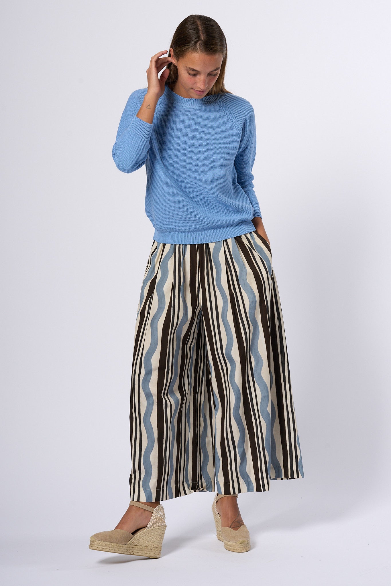 Max Mara Weekend Pantalone Virgin Stampa Marrone/azzurro Donna-2