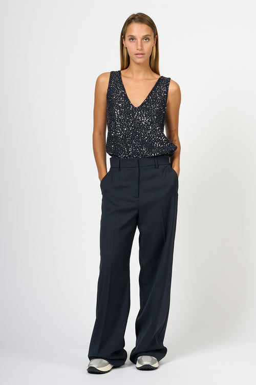 Max Mara Weekend Palazzo Visual Trousers Blue Women-2