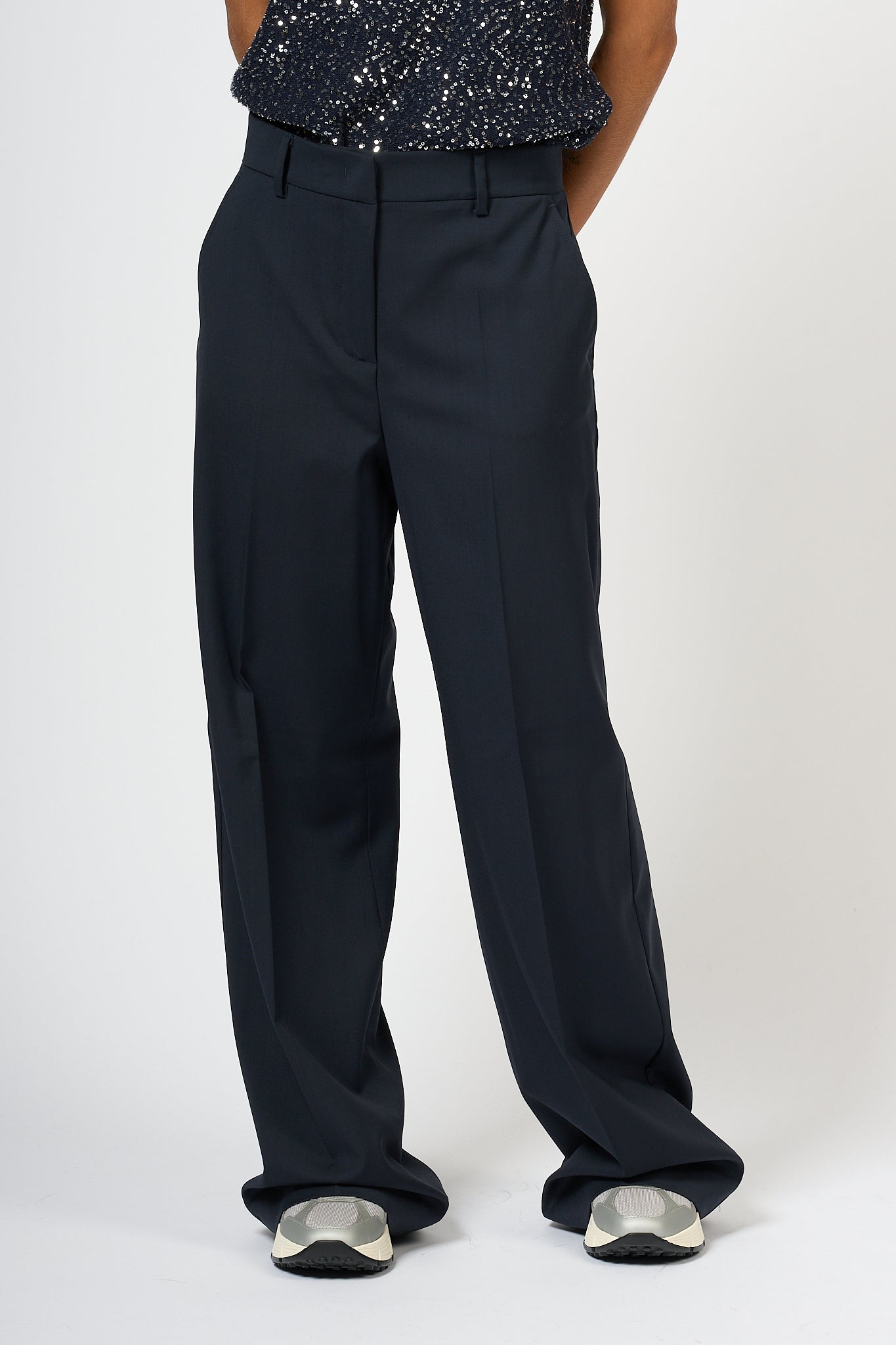 Max Mara Weekend Palazzo Visual Trousers Blue Women-1