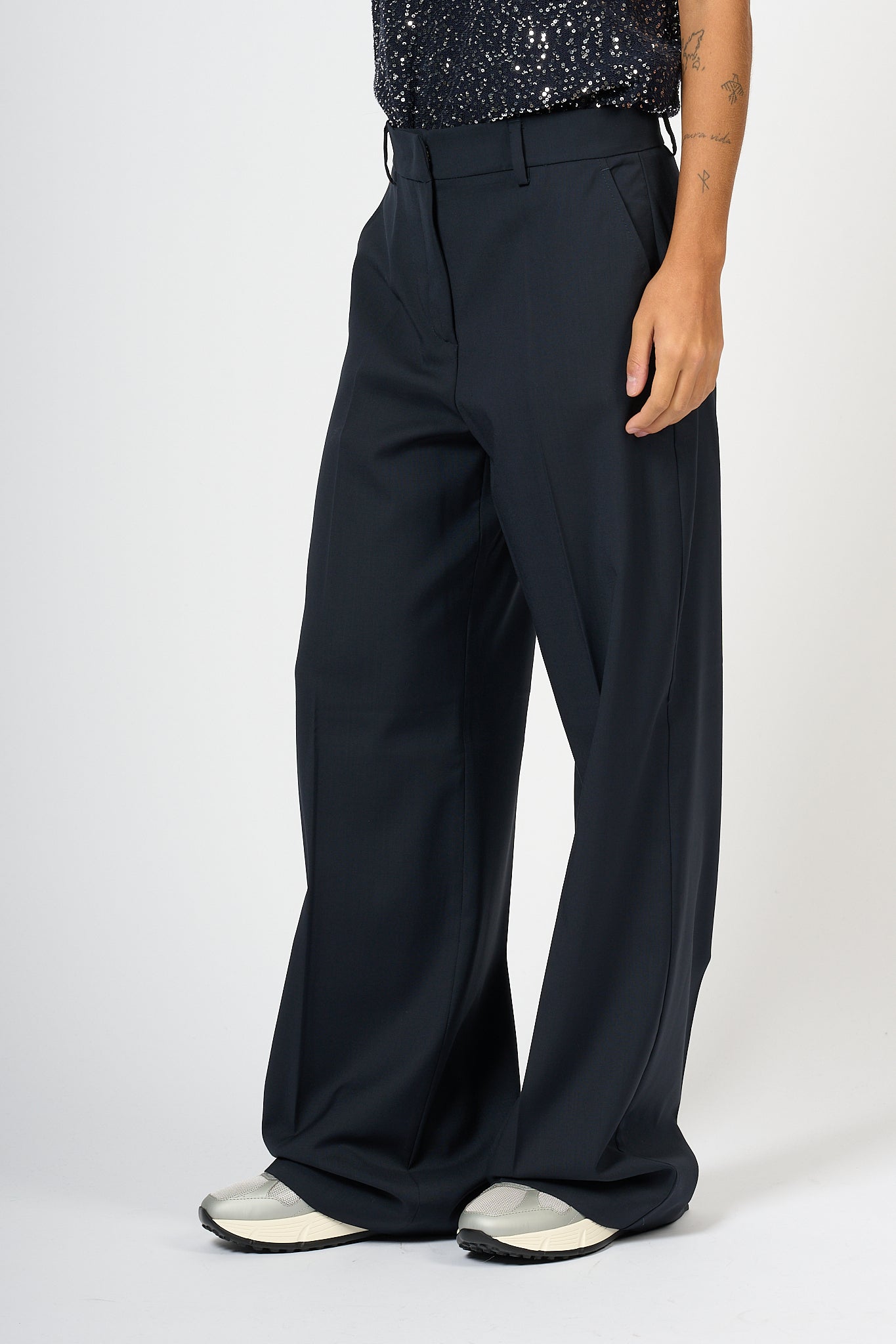 Max Mara Weekend Palazzo Visual Trousers Blue Women-4