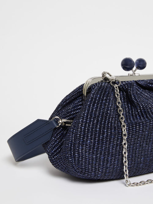 Max Mara Weekend Pasticcino Bag Fortuna M In Rafia Blu Donna-2
