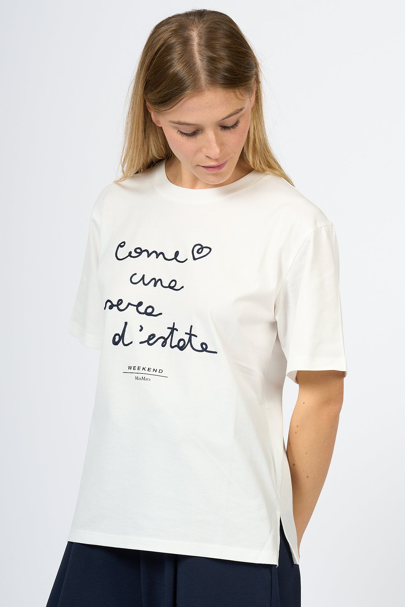 Max Mara Weekend T-shirt Barbano Lettering White Women-3