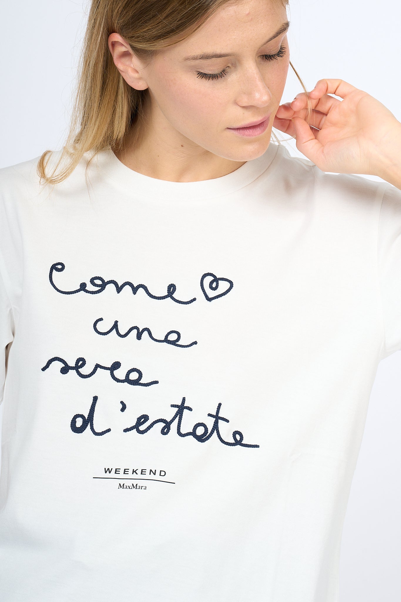 Max Mara Weekend T-shirt Barbano Lettering White Women-1