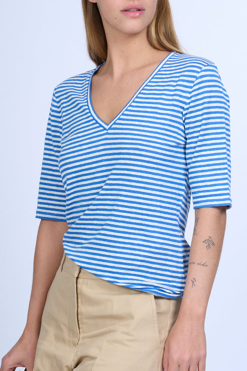 Max Mara Weekend T-shirt Brunate Righe Bianco/Blu Donna