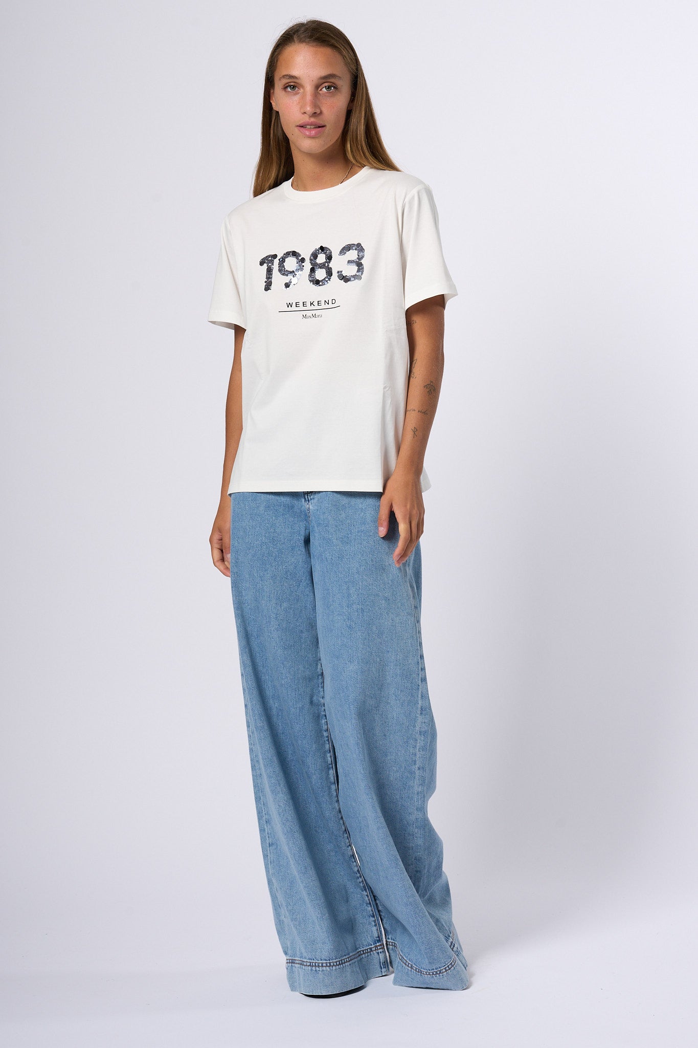 Max Mara Weekend T-shirt Paillettes Bianco Donna-3