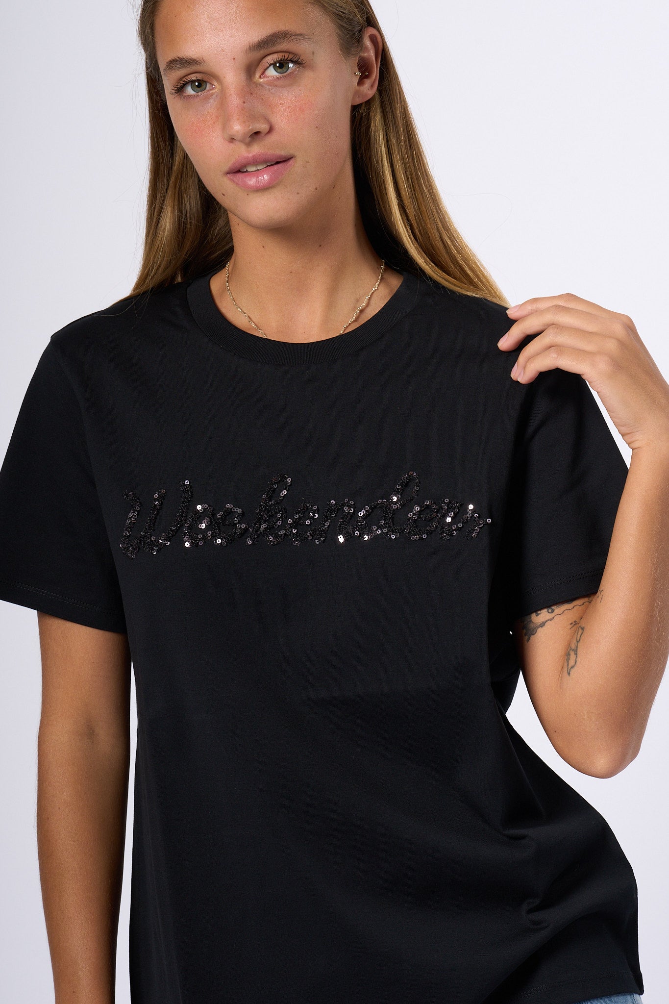 Max Mara Weekend T-shirt Paillettes Nero Donna-3