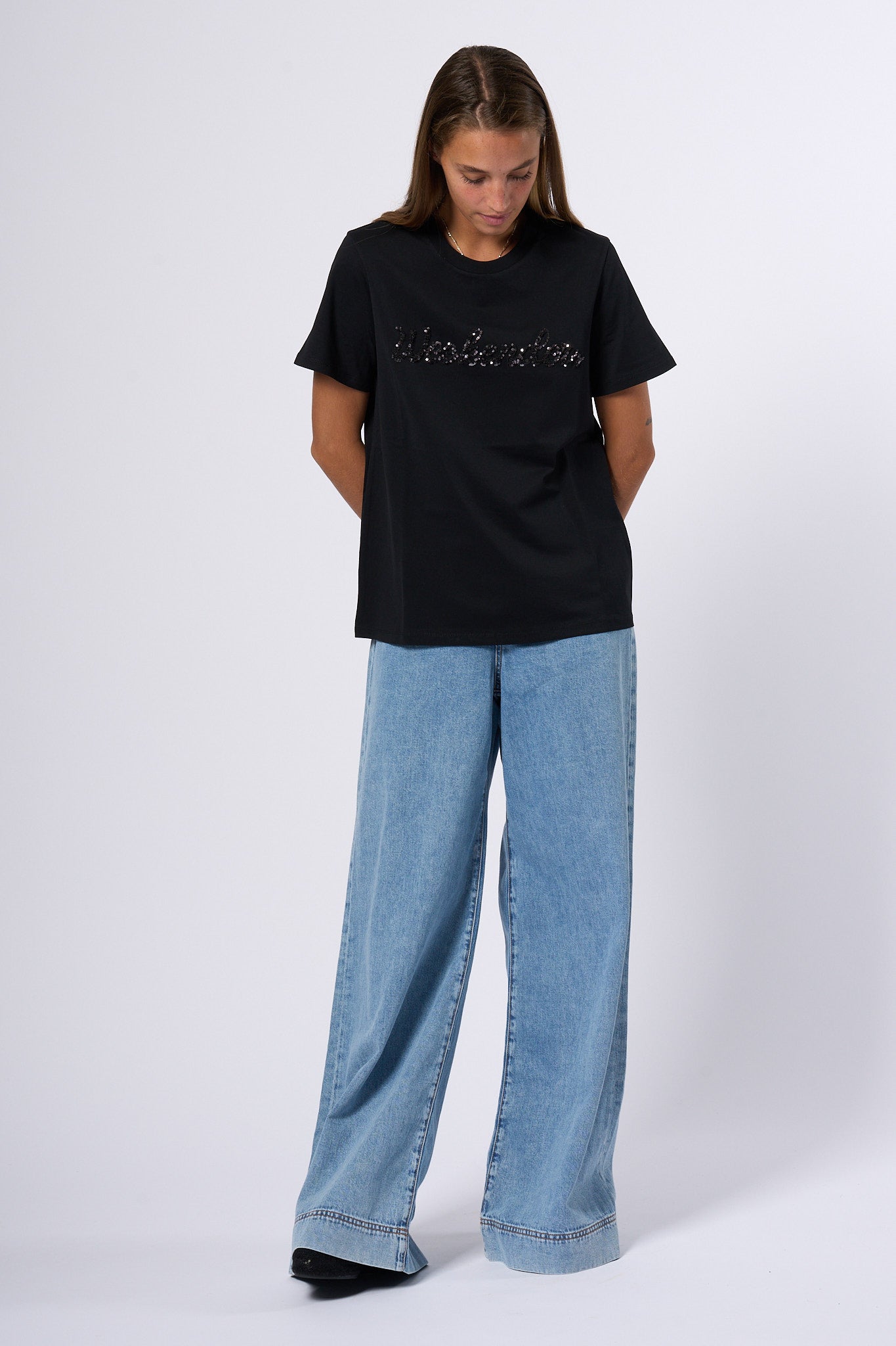 Max Mara Weekend T-shirt Paillettes Nero Donna-4