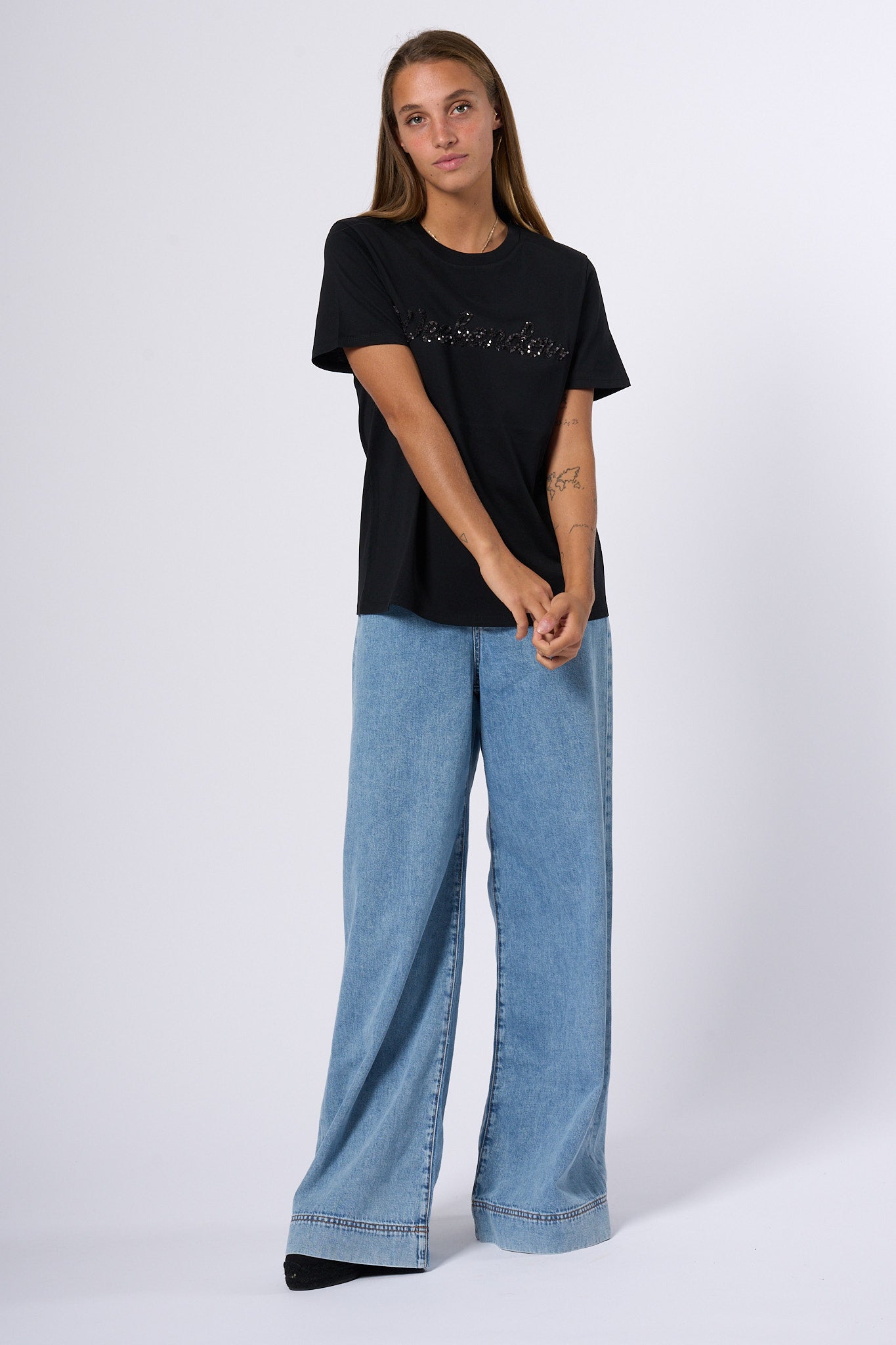 Max Mara Weekend T-shirt Paillettes Nero Donna-5