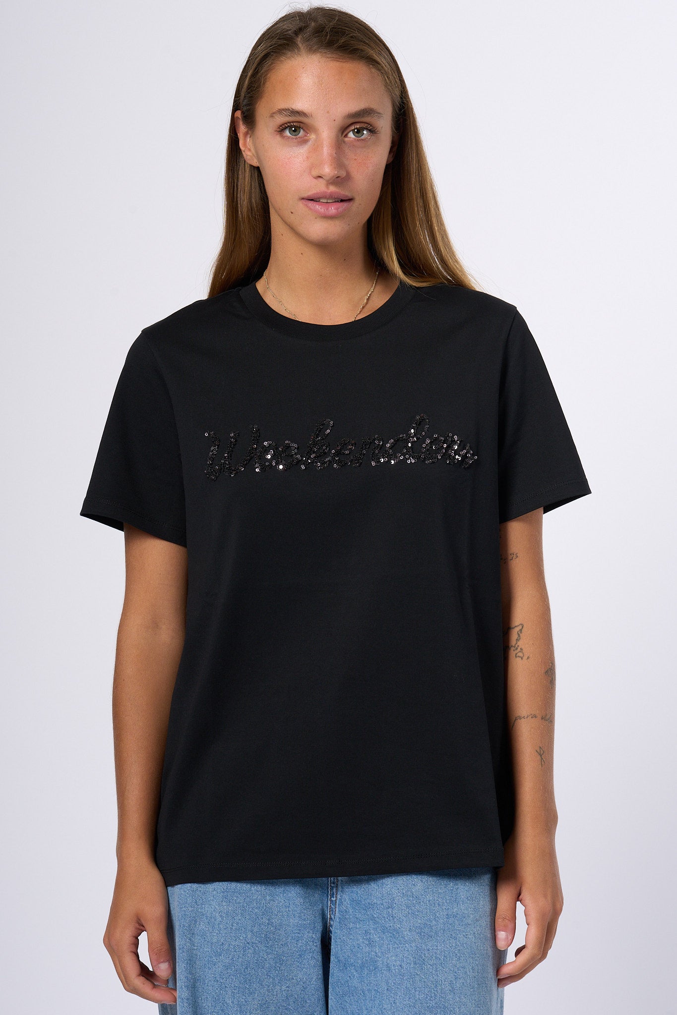 Max Mara Weekend T-shirt Paillettes Nero Donna-6