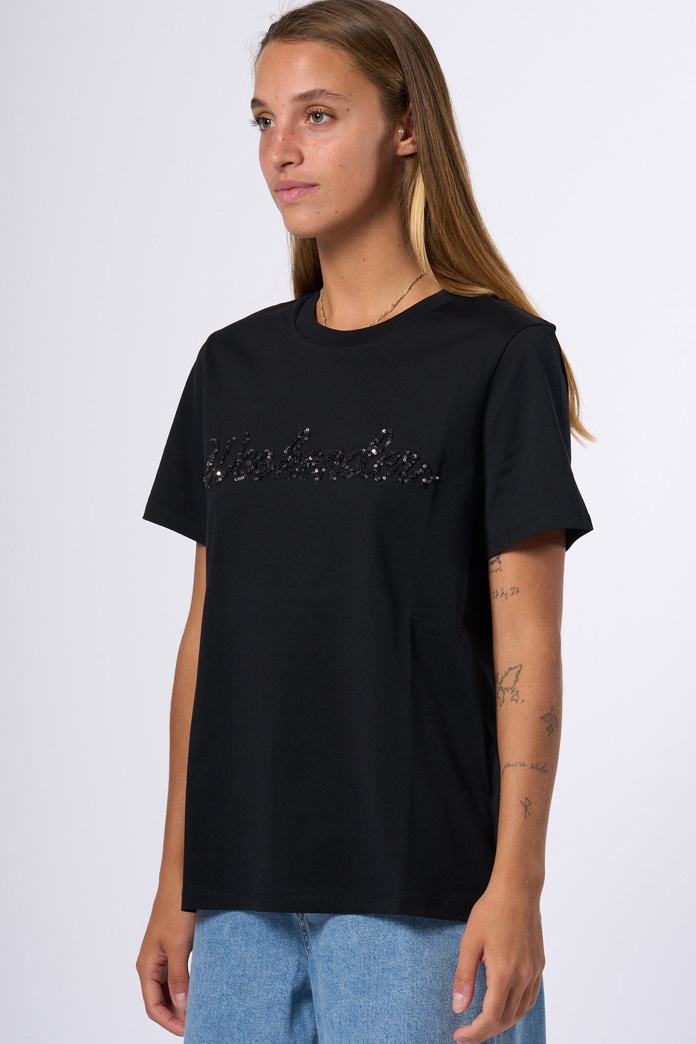 Max Mara Weekend T-shirt Paillettes Nero Donna-1