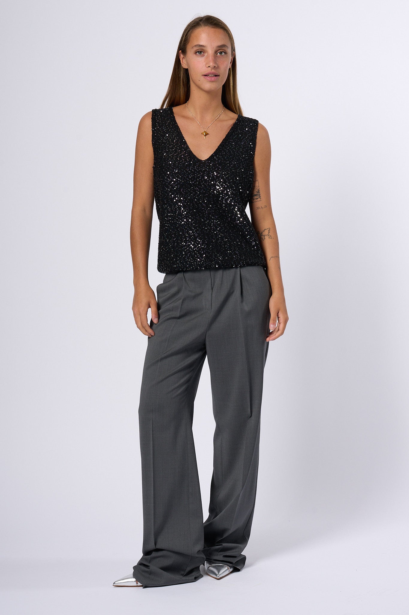 Max Mara Weekend Top Paillettes Colomba Nero Donna-9