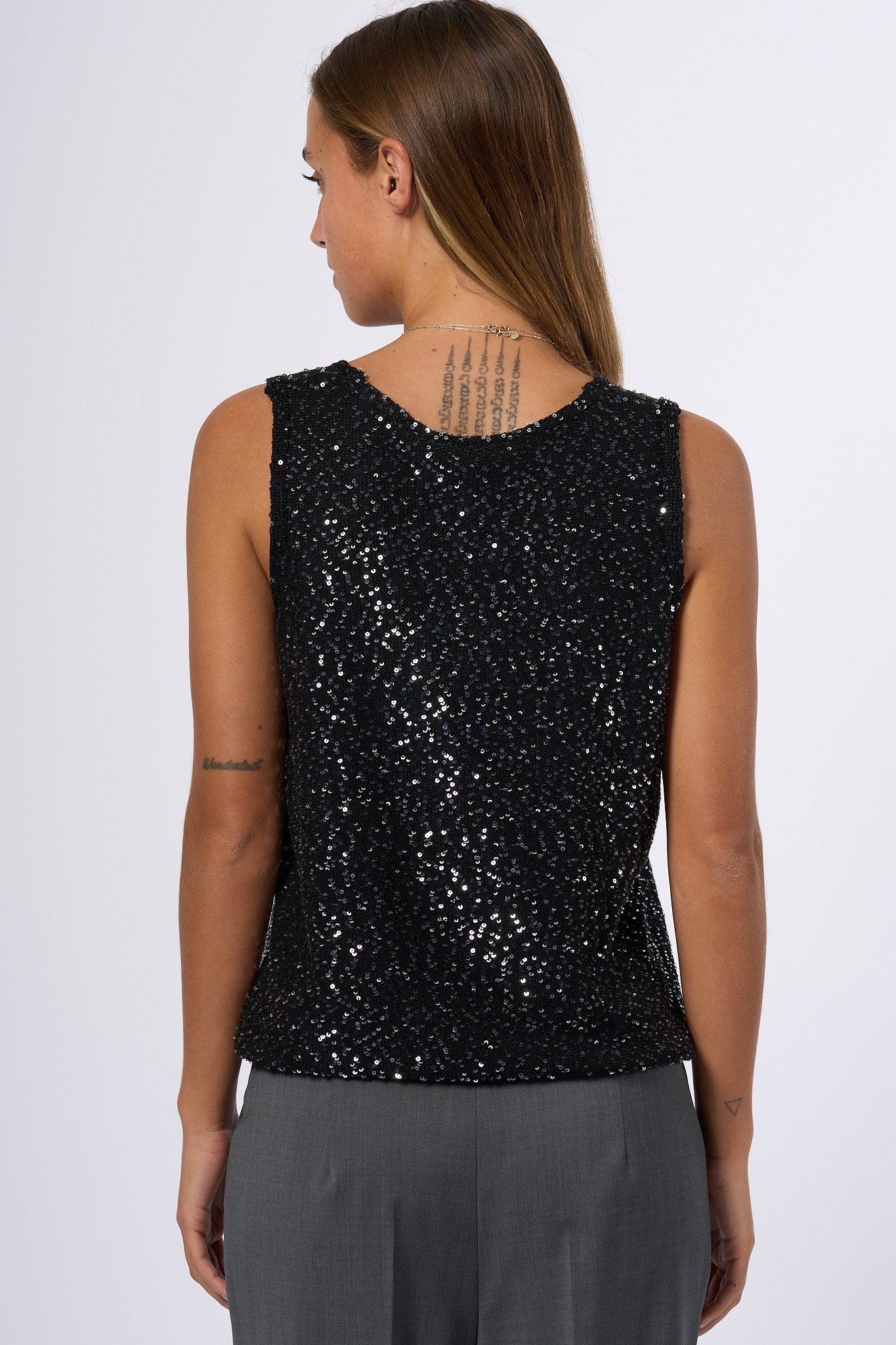 Max Mara Weekend Top Paillettes Colomba Nero Donna-4