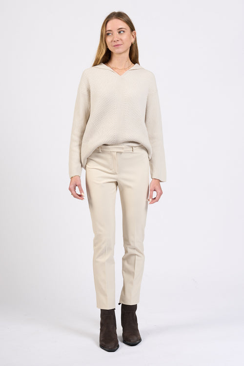 Max Mara Pantalone Umanita Stretch Avorio Donna-2
