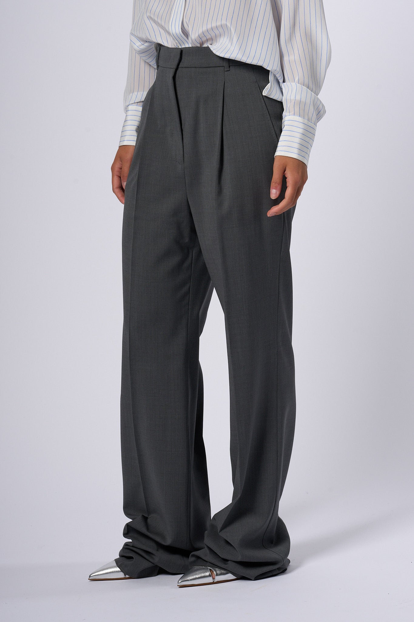 Max mara studio Pantalone Palazzo Grigio Donna-4