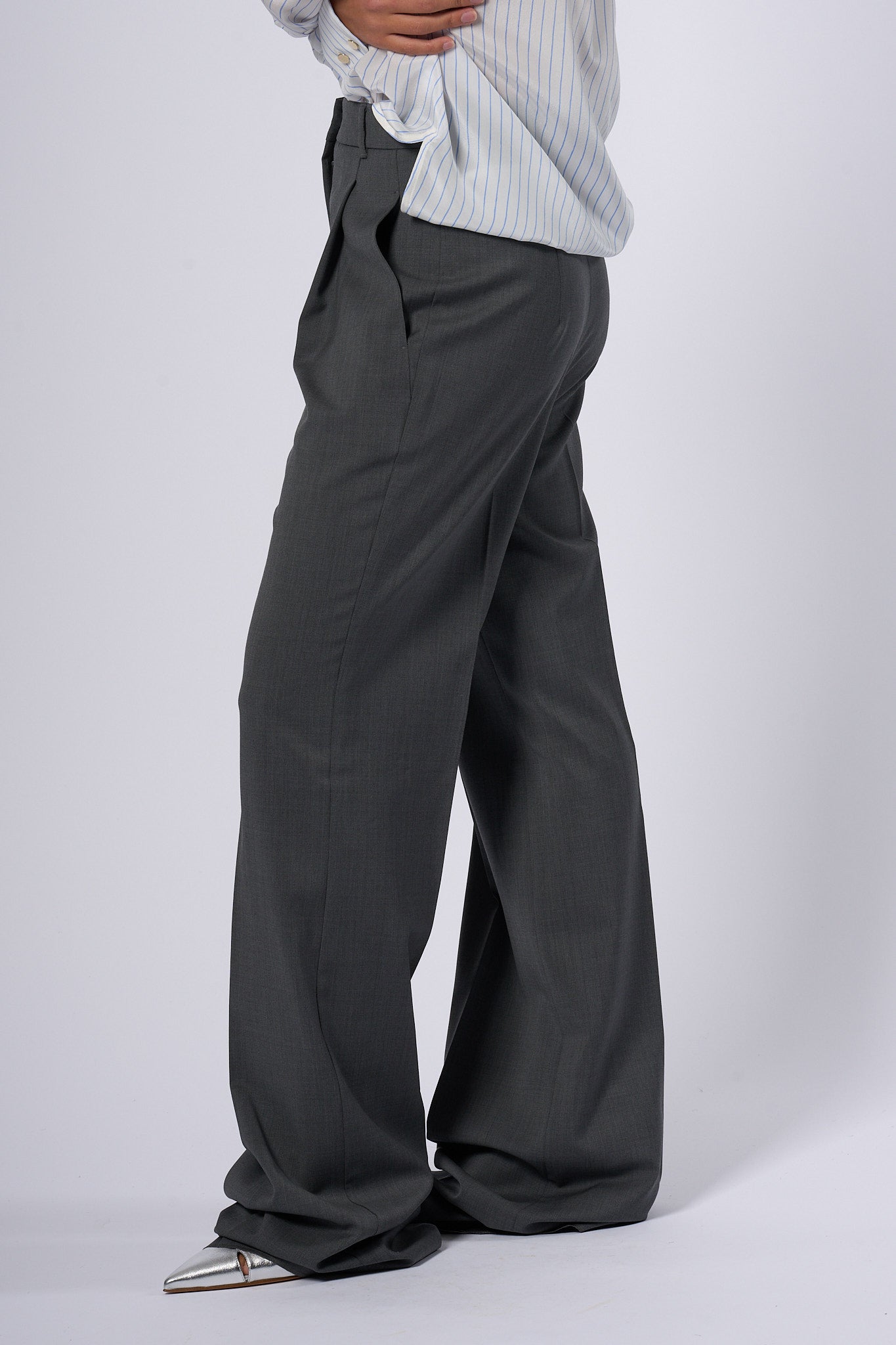 Max mara studio Pantalone Palazzo Grigio Donna-5