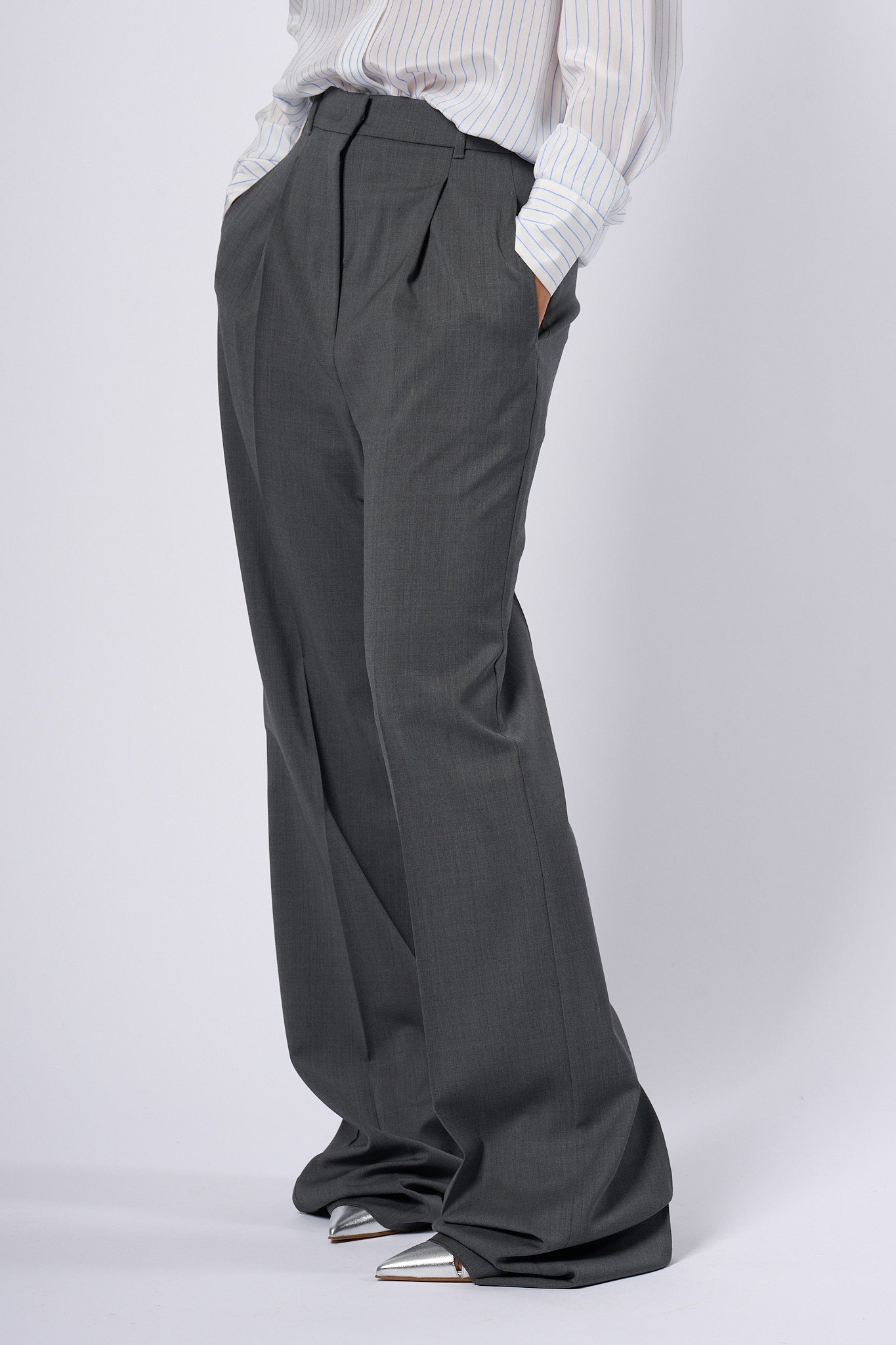 Max mara studio Pantalone Palazzo Grigio Donna-1