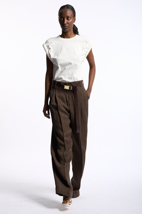 Max mara studio Pantalone Siamese Lino Caffe' Donna