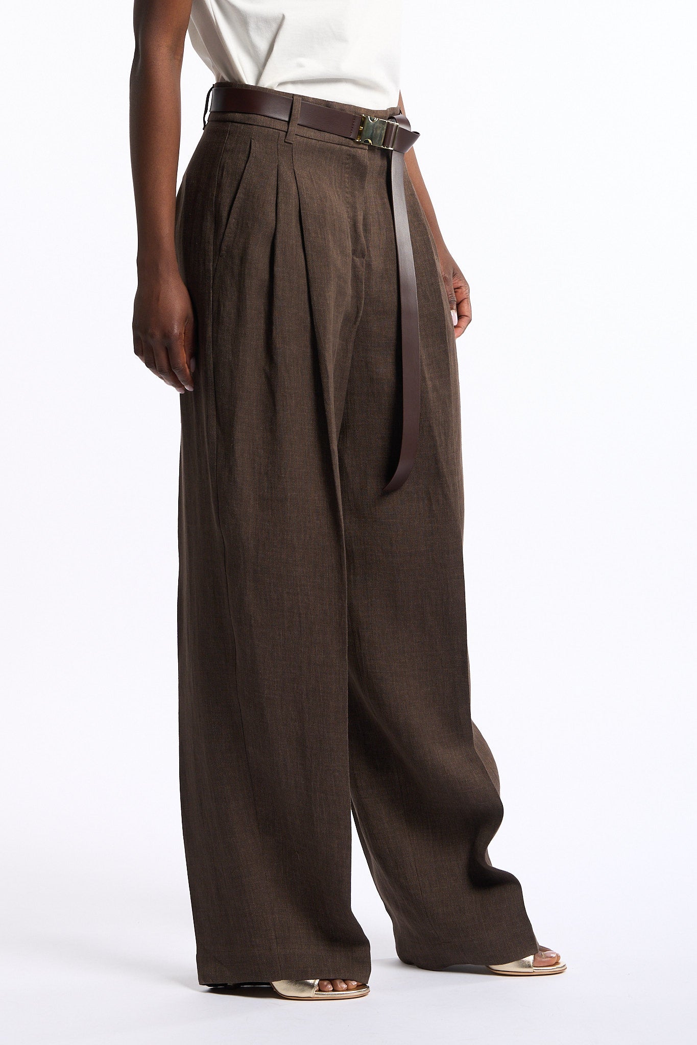 Max mara studio Pantalone Siamese Lino Caffe' Donna-4