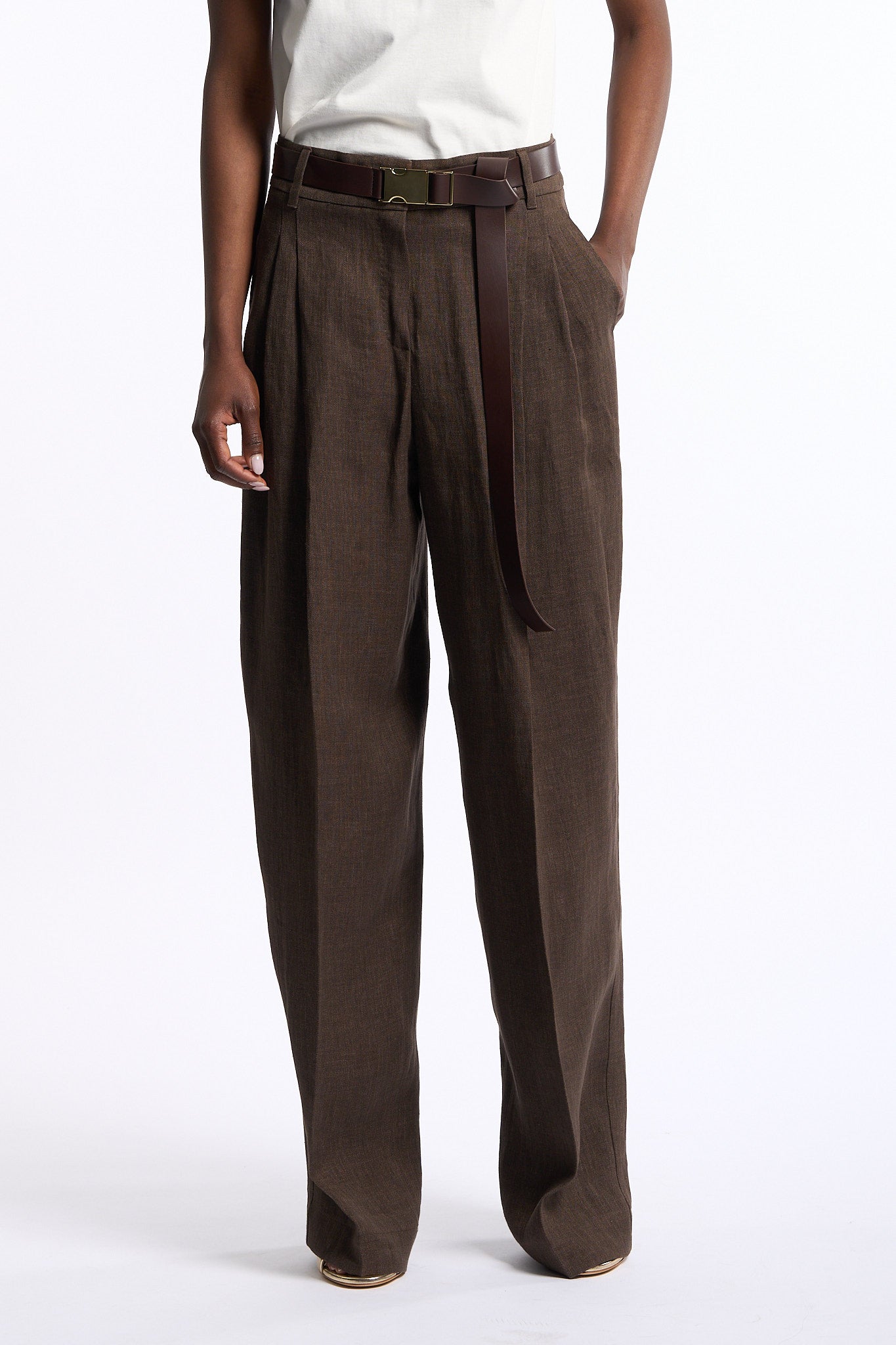 Max mara studio Pantalone Siamese Lino Caffe' Donna-5