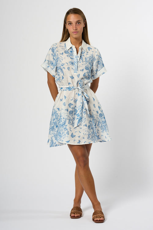 Mc2 Saint Barth Abito Lino Bianco/blu Donna