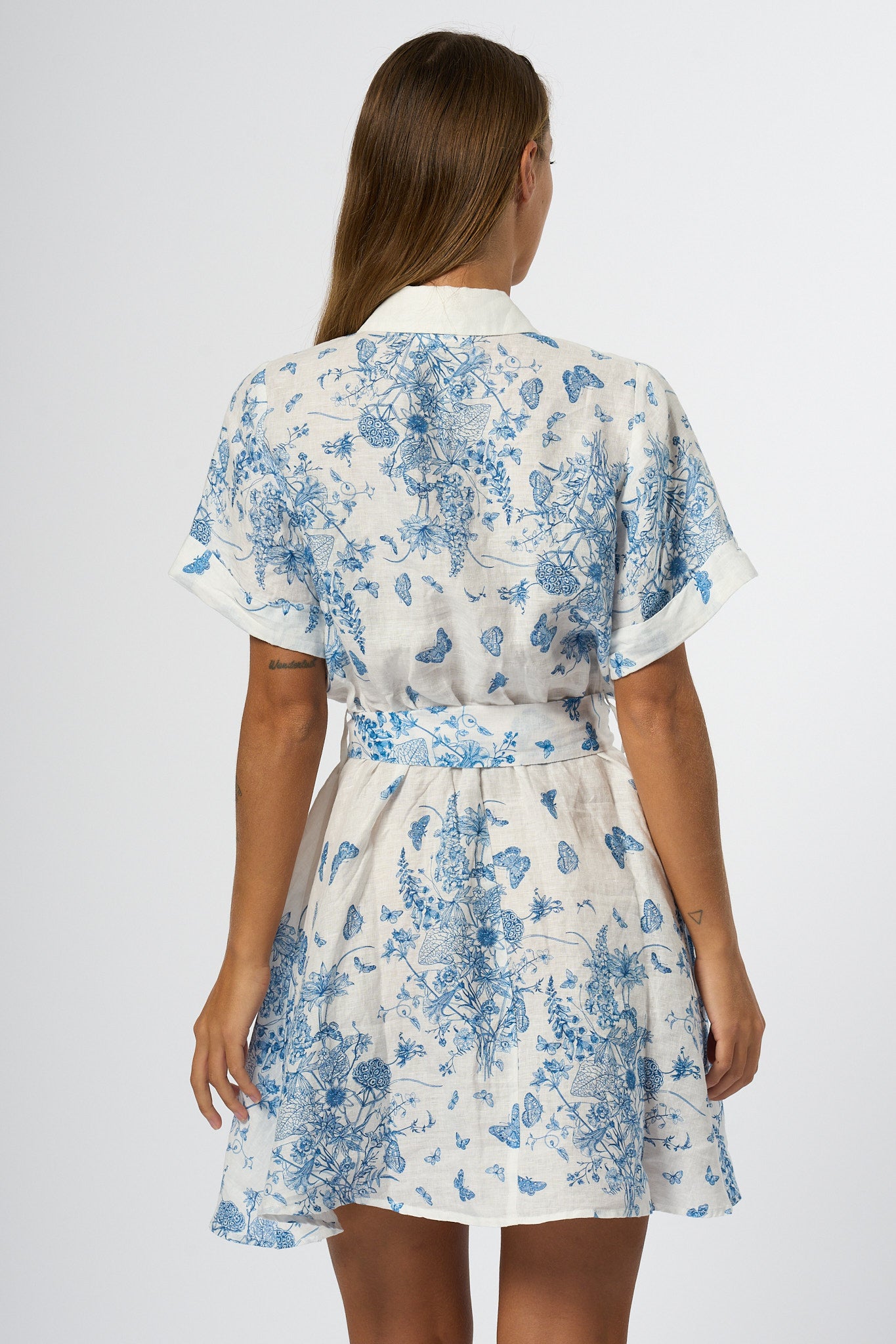 Mc2 Saint Barth Abito Lino Bianco/blu Donna-7