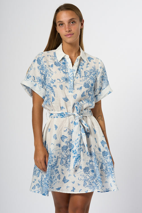 Mc2 Saint Barth Abito Lino Bianco/blu Donna-2
