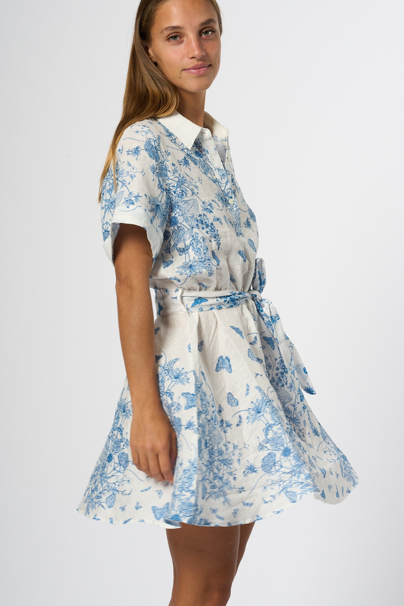 Mc2 Saint Barth Abito Lino Bianco/blu Donna-8