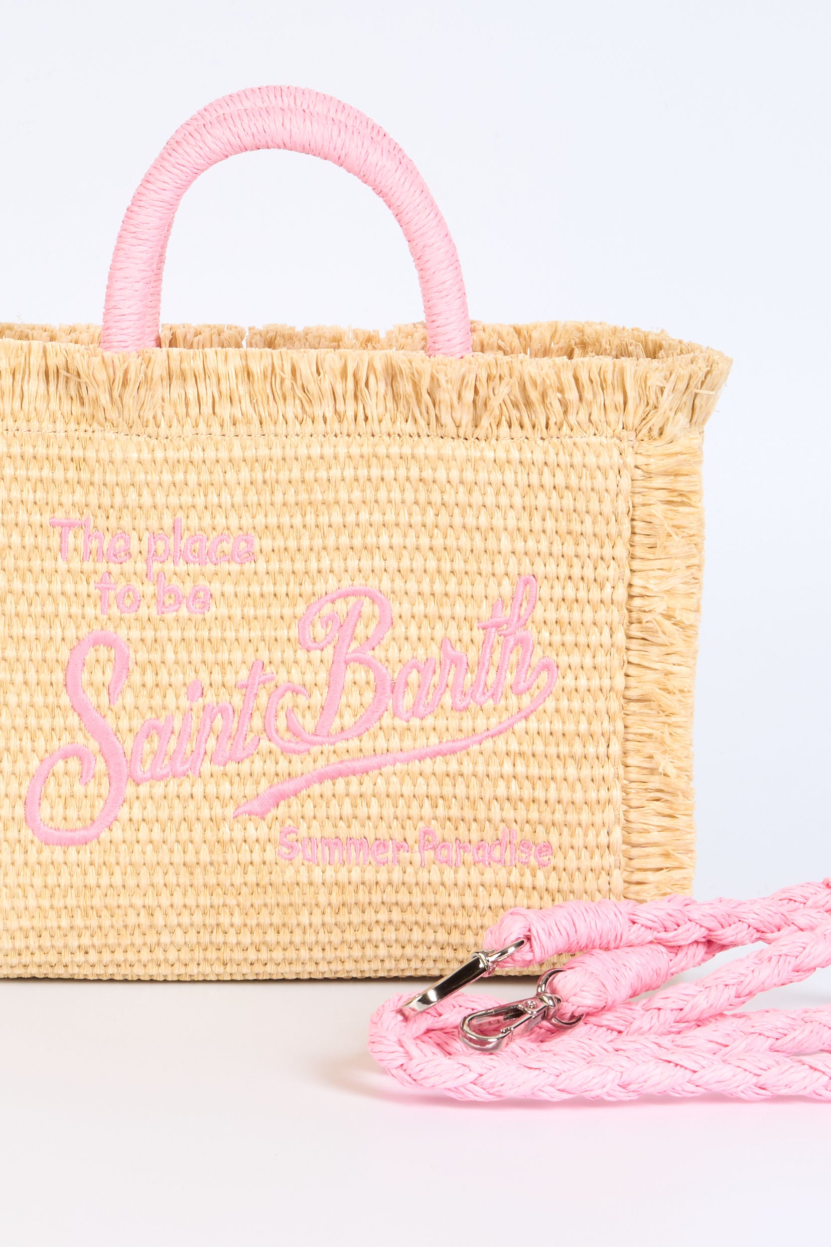 Mc2 Saint Barth Borsa Mini Rafia Sabbia/rosa Donna-5